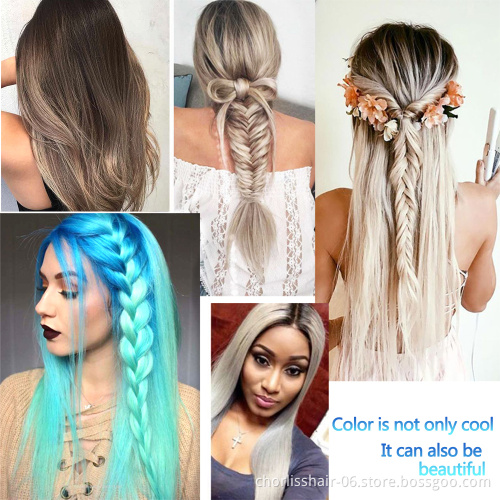 Wholesale 22inch Cheap Blue Ombre Long Silky Straight 7Pcs 16 Clips Heat Resistant Synthetic Clip In Hair Extension For Women